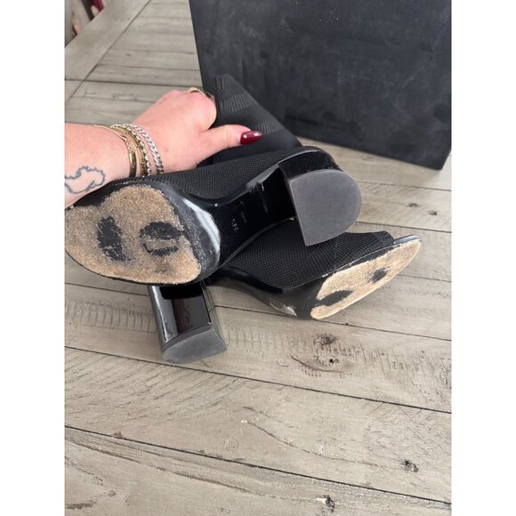 ALEXANDER WANG Cat Stretch Sock Boots Booties Black Heeled Size 39.5 - Picture 10 of 10